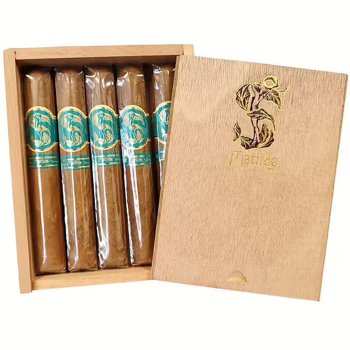 Matilde Serena Robusto 5-pack – dominikanska premiumcigarrer med silkeslent Ecuador Connecticut-täckblad, mild styrka, smaker av grädde, cederträ, rostade mandlar och honungssötma