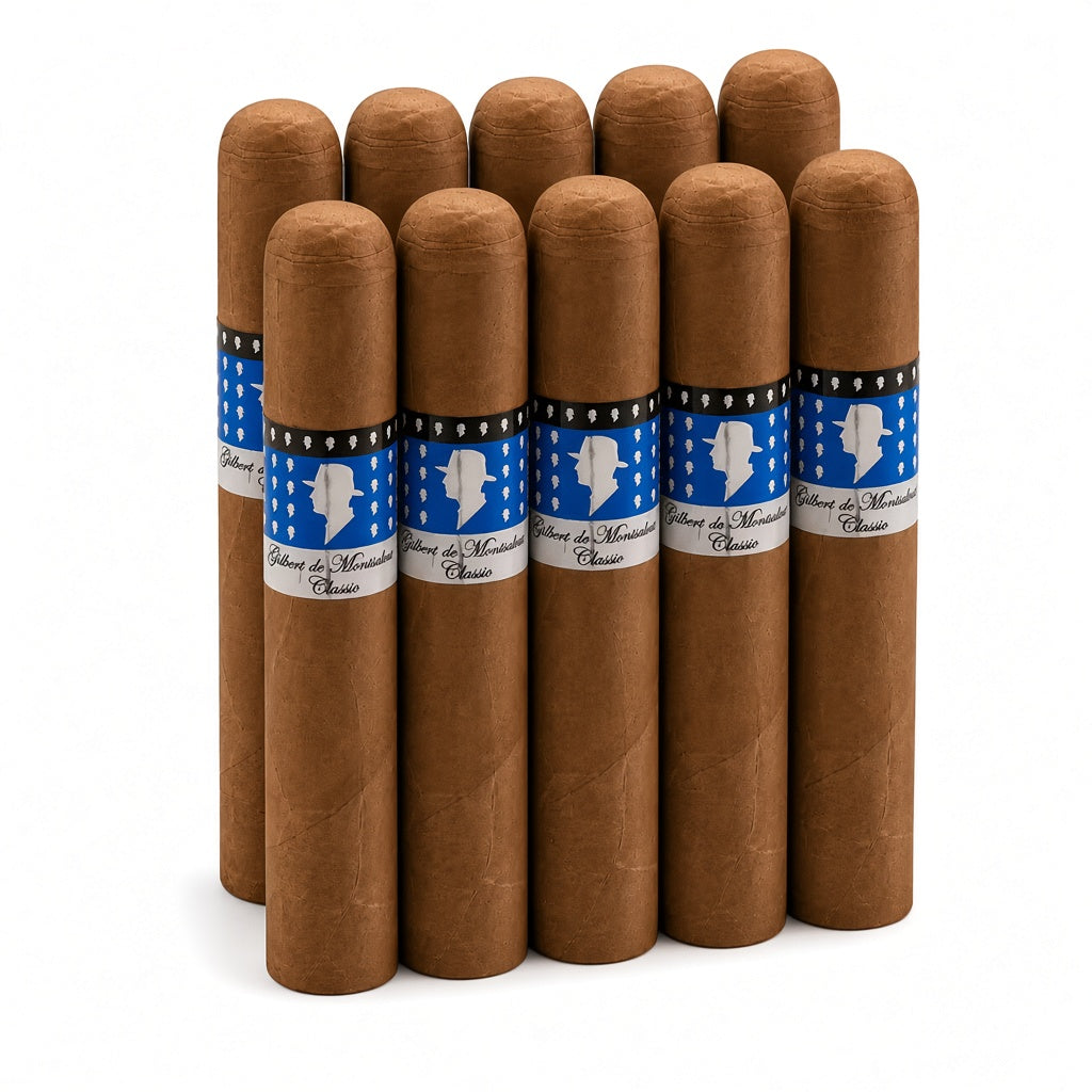 Gilbert De Montsalvat Classic Robusto, 10 cigarrer från Nicaragua, mild till medelstyrka med toner av trä, nötter och läder