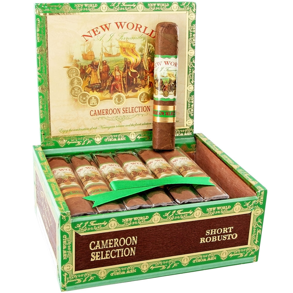 New World Cameroon Short Robusto – AJ Fernandez premiumcigarr med kamerunskt täckblad | Cigarrshoppen