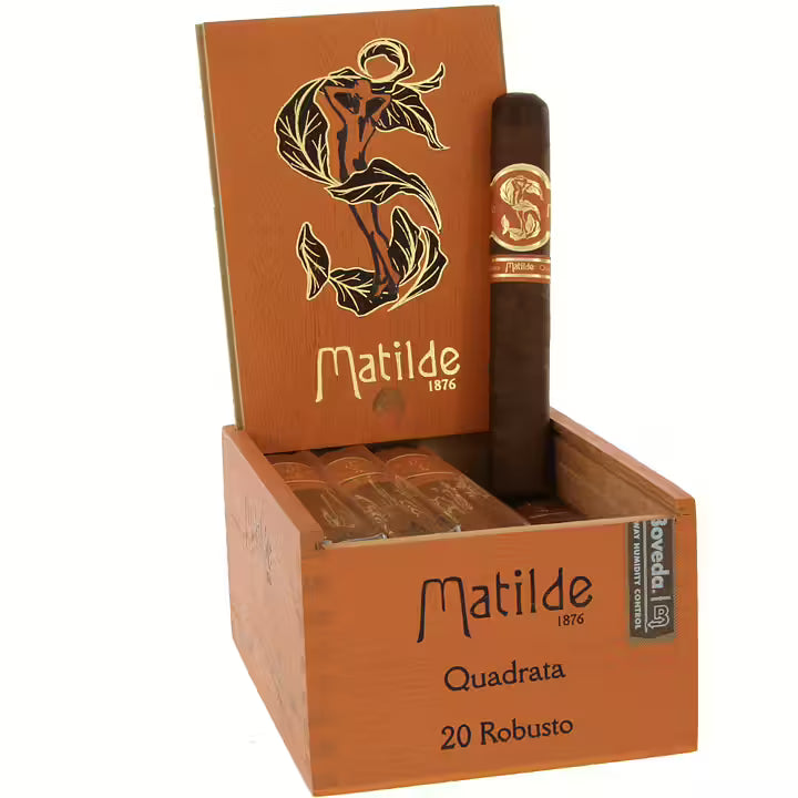 Matilde Quadrata Robusto box-pressed – dominikansk premiumcigarr med ecuadorianskt Habano-täckblad, medium till fyllig styrka, smaker av kaffe, mörk choklad, krämig espresso och saltade nötter